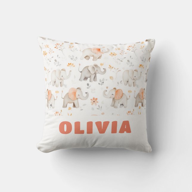 Elephant Nursery Room Cute Pattern Throw Pillow (Front)
