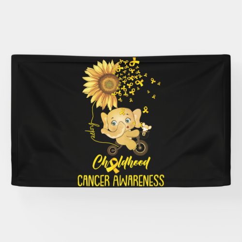 Elephant Of Hope For Childhood Cancer Gold Ribbon Banner