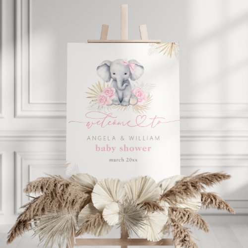 Elephant Oh Girl Safari Boho Pink Baby Shower Foam Board