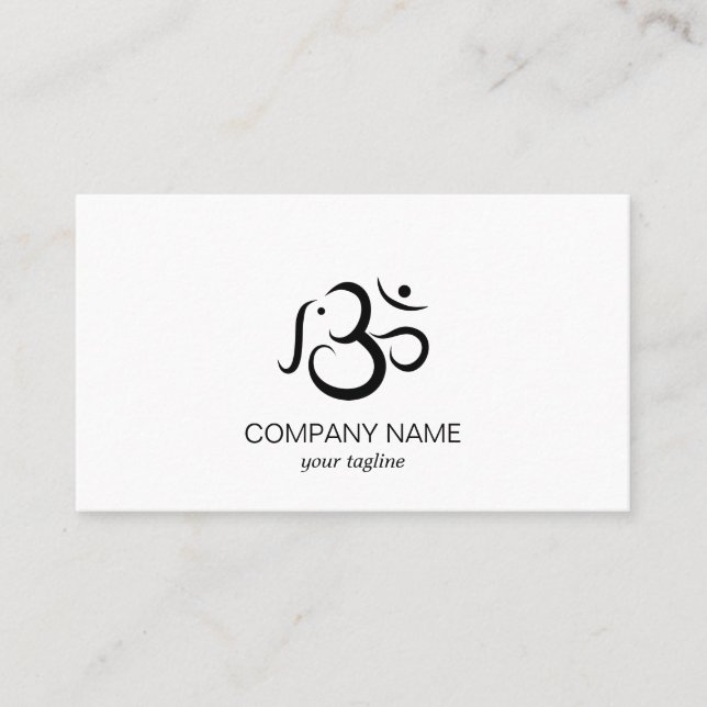 Elephant OM Symbol Modern Cute Animal Business Card (Front)