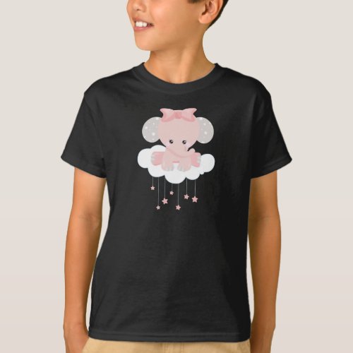 Elephant On A Cloud Cute Elephant Crown Stars T_Shirt