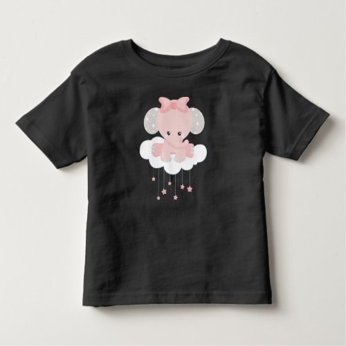 Elephant On A Cloud Cute Elephant Crown Stars Toddler T_shirt