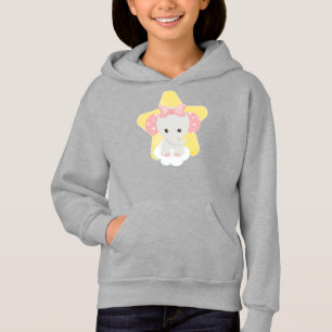Elephant On A Cloud, Cute Elephant, Stars, Ribbon Hoodie