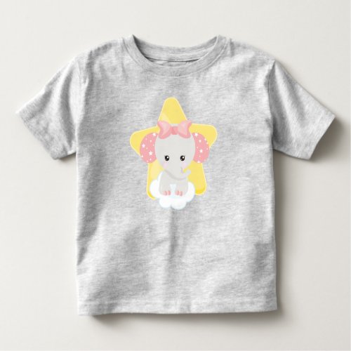 Elephant On A Cloud Cute Elephant Stars Ribbon Toddler T_shirt
