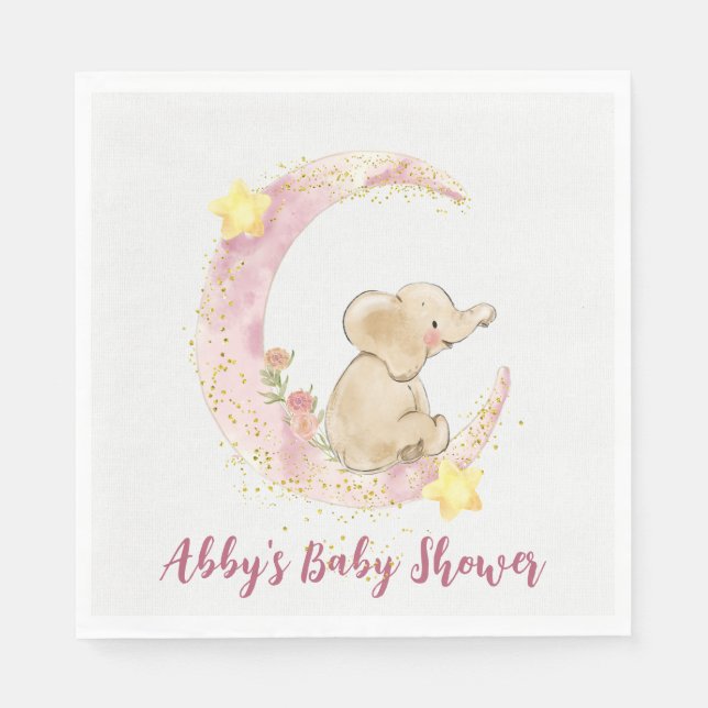 Elephant on a Moon with Glitter  Napkins (Front)