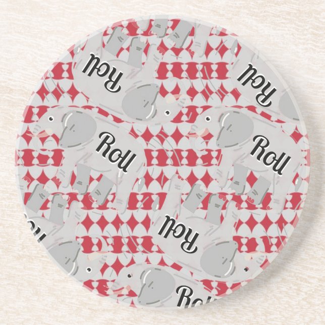 “Elephant on a Roll” Ceramic Coaster (Front)
