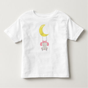 Elephant On A Swing, Cute Elephant, Crown, Moon Toddler T-shirt