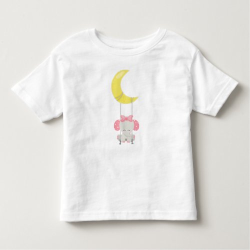 Elephant On A Swing Cute Elephant Crown Moon Toddler T_shirt