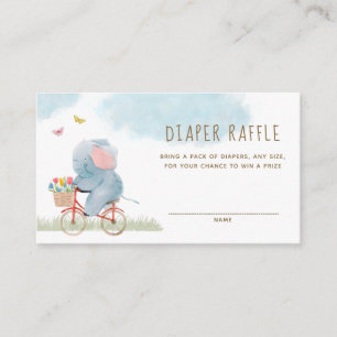 Elephant on Bicycle Diaper Raffle Enclosure Card