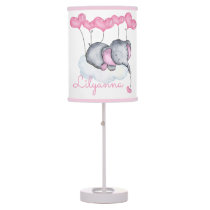 Elephant on Cloud Girl's Personalized Nursery Table Lamp
