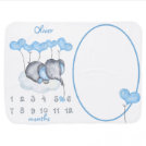 Elephant on Cloud Personalized Boy Milestone Baby Blanket Elephant on Cloud Personalized Boy Milestone Baby Blanket