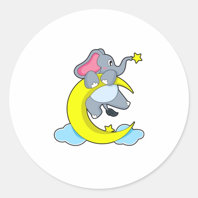 Elephant on Clouds Classic Round Sticker (Front)