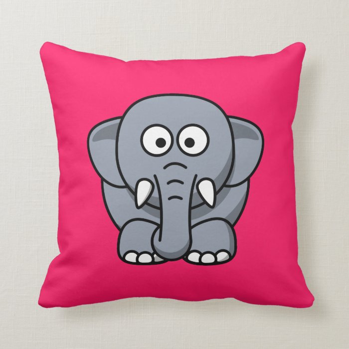 Elephant on Hot Pink Background Pillow