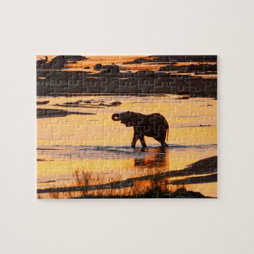 Elephant on Olifant River at Sunset Jigsaw Puzzle