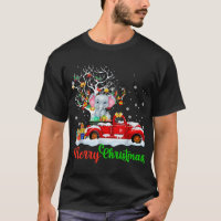 Elephant On Red Truck Christmas Pajama Funny Xmas 