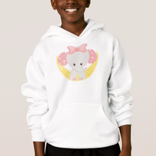 Elephant On The Moon Cute Elephant Crown Stars Hoodie