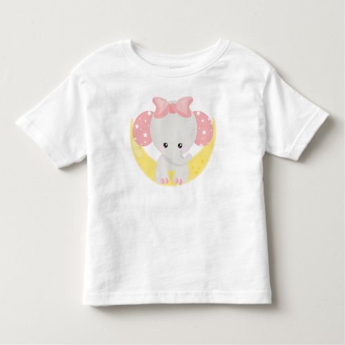 Elephant On The Moon Cute Elephant Crown Stars Toddler T_shirt