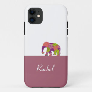 Elephant On the Road (Colorful Flowers) iPhone 11 Case