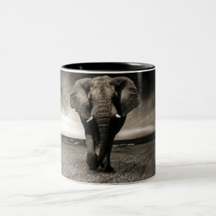 Elephant on the Run Two-Tone Coffee Mug