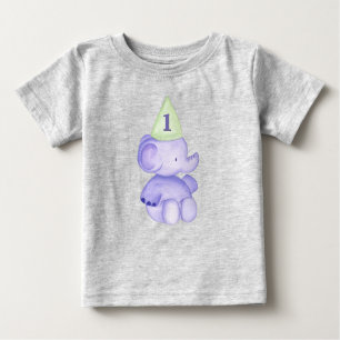 Elephant One Year Old 1st Birthday Baby Toddler Baby T-Shirt