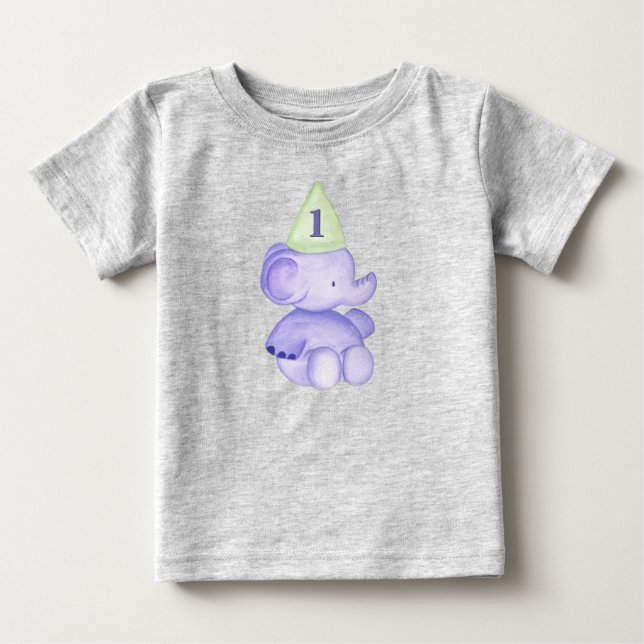 Elephant One Year Old 1st Birthday Baby Toddler  T-Shirt (Front)