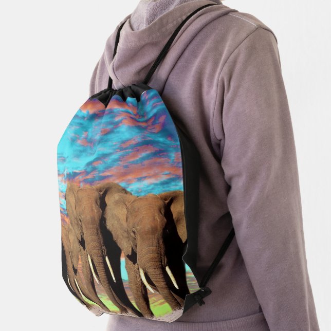 Elephant Opal Sunrise, Drawstring Backpack (Insitu)