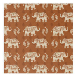 Elephant Orange Caravan Pattern Acrylic Print