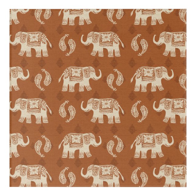 Elephant Orange Caravan Pattern Acrylic Print (Front)
