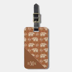 Elephant Orange Caravan Pattern Luggage Tag