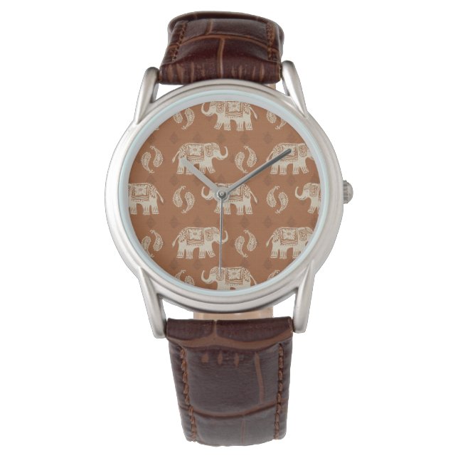 Elephant Orange Caravan Pattern Watch (Front)