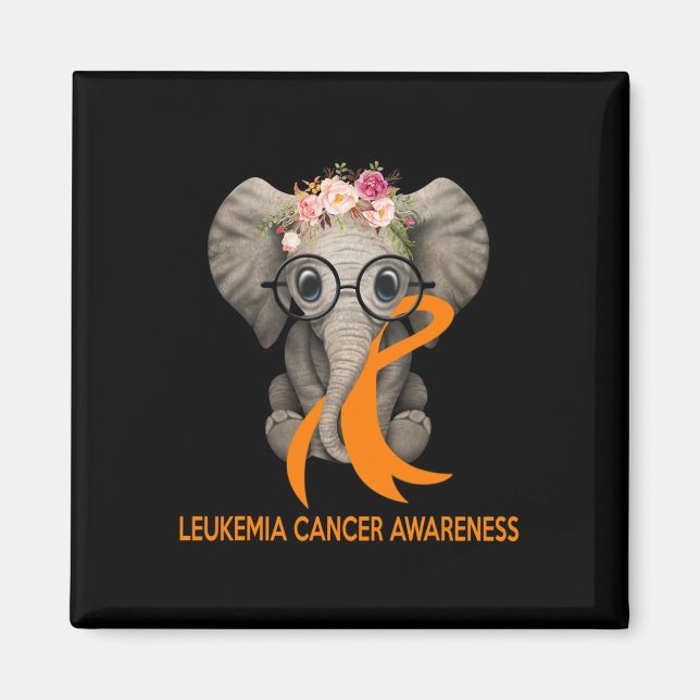 Elephant Orange Ribbon Leukemia Cancer Awareness M Magnet (Front)