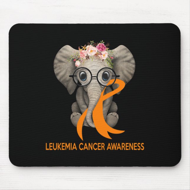 Elephant Orange Ribbon Leukemia Cancer Awareness M Mouse Pad (Front)