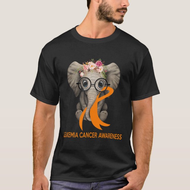 Elephant Orange Ribbon Leukemia Cancer Awareness M T-Shirt (Front)