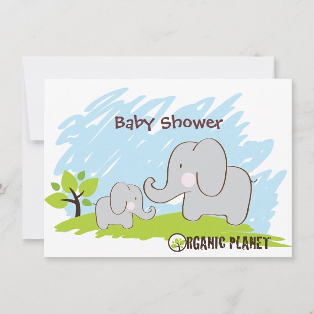 Elephant Organic Planet Baby Shower Invitaitions Invitation (Front)