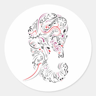 elephant ornate classic round sticker