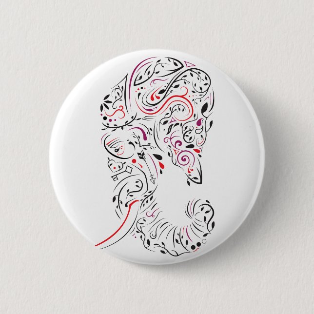elephant ornate pinback button (Front)