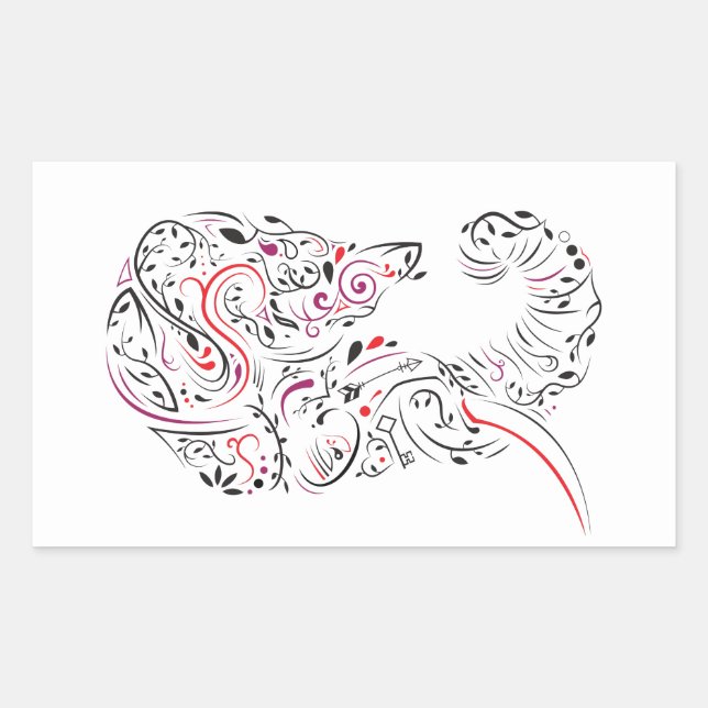 elephant ornate rectangular sticker (Front)