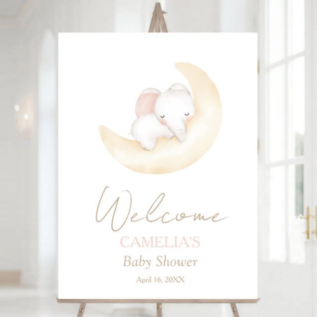 Elephant over the moon Baby Shower welcome sign (Creator Uploaded)