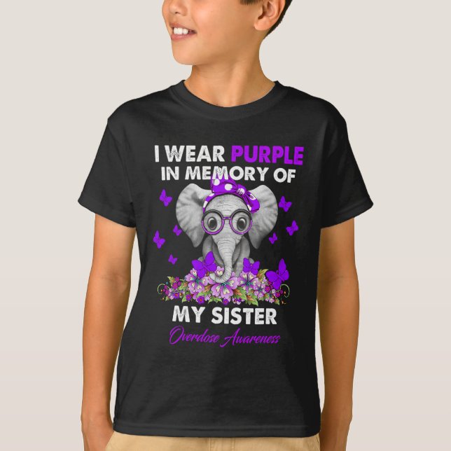 Elephant Overdose Awareness I Wear Purple For My S T-Shirt (Front)
