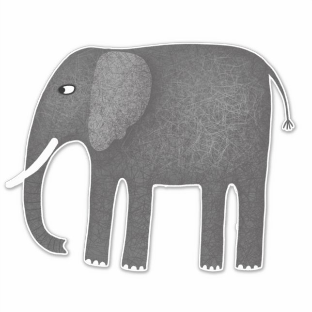 Elephant Pachyderm Sticker (Front)
