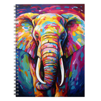 elephant painted in bright colors notebook