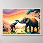 elephant painting india child mother happy life poster<br><div class="desc">A heartwarming elephant painting captures the bond between a mother and child in the vibrant landscape of India. The joyful scene reflects a happy life in the animal kingdom, where the majestic elephants roam freely. This artwork exudes a whimsical charm while celebrating the beauty of wildlife and the nurturing relationships...</div>