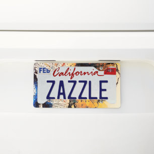 Elephant painting license plate frame