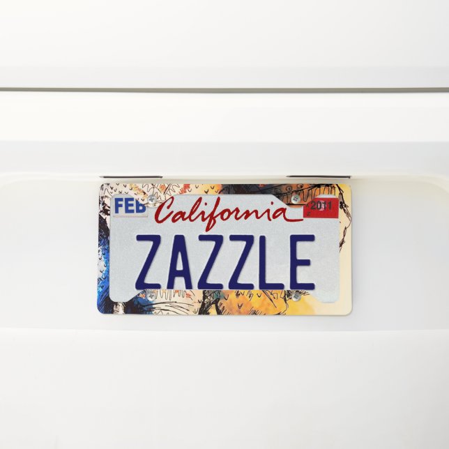 Elephant painting license plate frame (On Car)