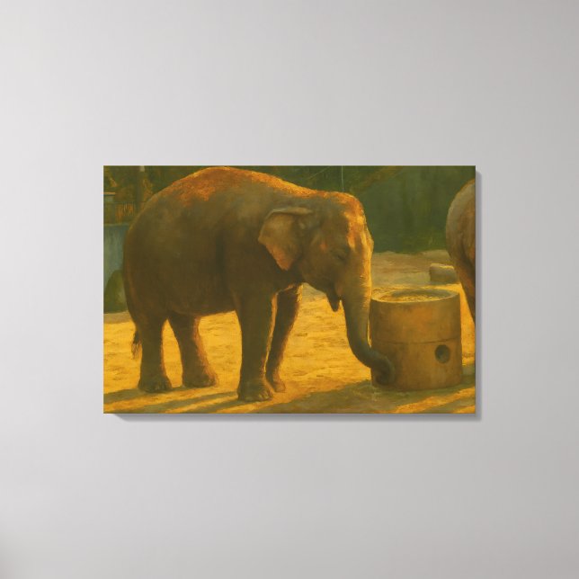 Elephant Pair in Sanctuary Setting Canvas Print (Front)