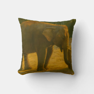 Elephant Pair in Sanctuary Setting Throw Pillow
