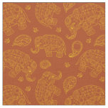 Elephant Paisley Pattern in Gold and Brown Fabric