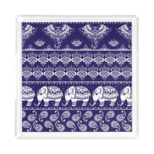 Elephant, paisley: tribal vintage pattern. acrylic tray