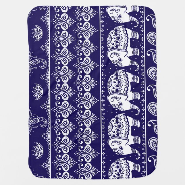Elephant, paisley: tribal vintage pattern. baby blanket (Front)