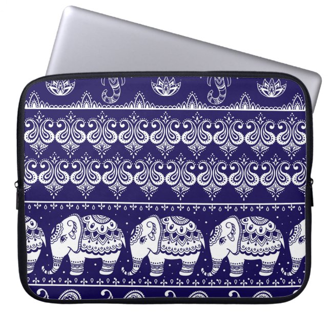 Elephant, paisley: tribal vintage pattern. laptop sleeve (Front)